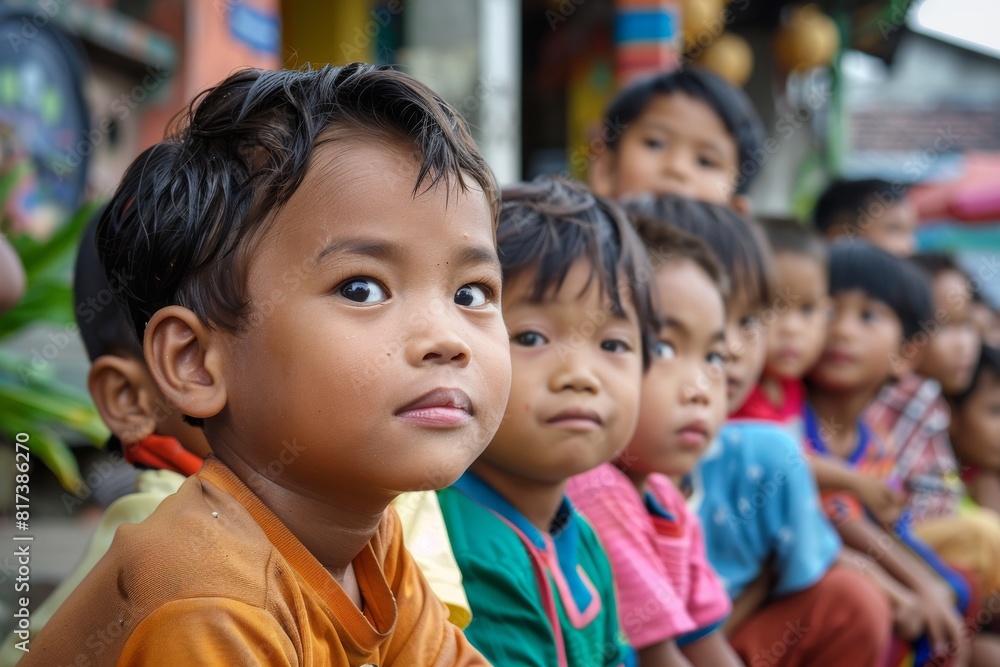 Group of asian children on the street in Bangkok, Thailand. Group of asian children on the street in Bangkok, Thailand.
