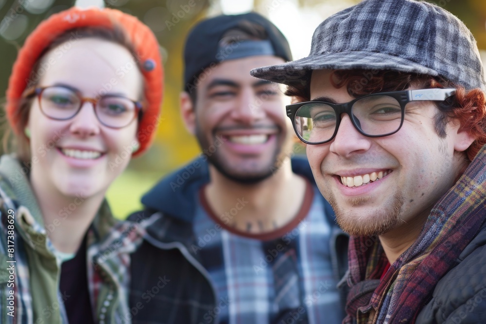 Portrait of group of friends smiling in the park. Outdoors. Portrait of group of friends smiling in the park. Outdoors.