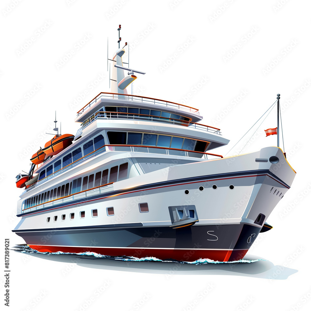 Fototapeta premium Fast passenger ship isolated white background