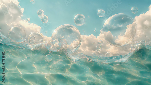 Wallpaper with  bubbles on the wave.