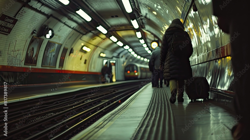 Fototapeta premium Subway Train Station, Generative AI