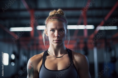 portrait of young woman in cross training gym