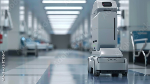 A service-focused bag-lifting robot assisting in the movement of medical equipment bags for healthcare services