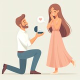 Man Proposing to His Girlfriend with an Engagement Ring, Capturing a Romantic and Joyful Moment
