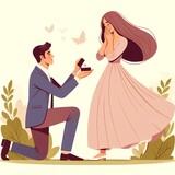 Man Proposing to His Girlfriend with an Engagement Ring, Capturing a Romantic and Joyful Moment