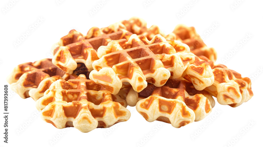 Classic waffles neatly arranged, their deep golden hue and crisp edges, transparent background Classic waffles neatly arranged, their deep golden hue and crisp edges, transparent background