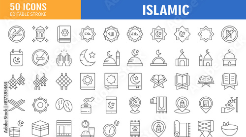 Islam Islamic Ramadan Arabian Religions Line Icons