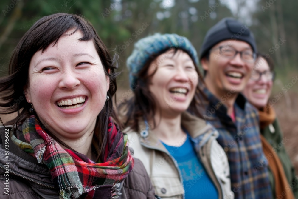 Portrait of happy group of friends having fun outdoors in the forest Portrait of happy group of friends having fun outdoors in the forest