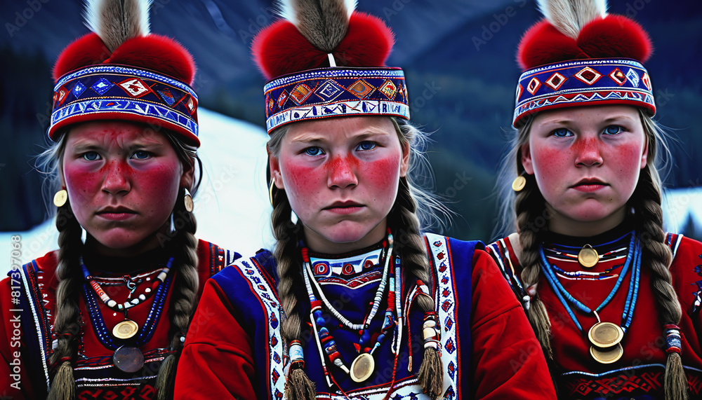 Obraz premium International Day of the World's Indigenous Peoples. The Sami tribe of Scandinavia