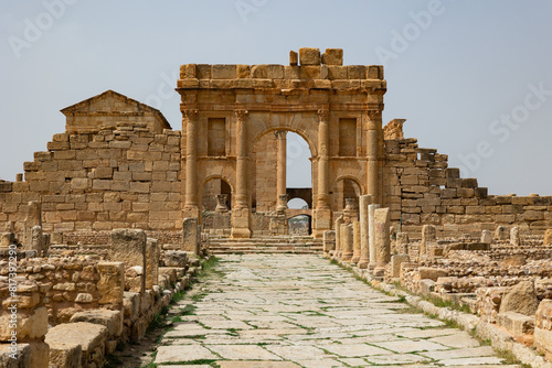 Arch of Antoninus Pius in Roman ancient city Sufetula in Sbeitla, Tunisia photo