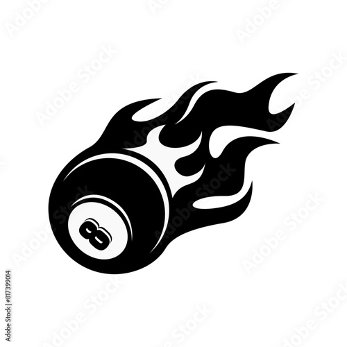 silhouette billiard ball fire logo