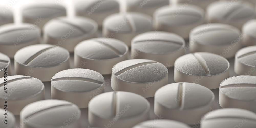 Adderall tablets line up neatly, ready for their daily dose of focus enhancement Adderall tablets line up neatly, ready for their daily dose of focus enhancement