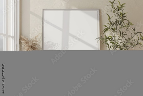 Poster Mockup in Minimalist Scandinavian Interior created with Generative AI