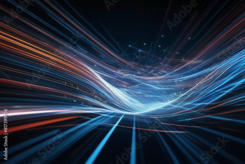 mesmerizing abstract depicts high-speed global data transfer: wavy flashes, ultra-fast broadband, cyber tech motion © OzCam