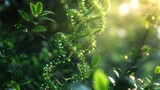 Green biological DNA structure, DNA Molecule with nature background neutral lighting flare. 