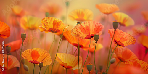  Entrancing field of gold-tipped opium poppies dance in the breeze  captivating with their hypnotic beauty.