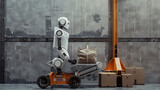 Service-oriented bag-lifting robot aiding in the transportation of documents for a courier service