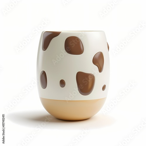 cute cow cup icon, 3D render, white background, generative AI