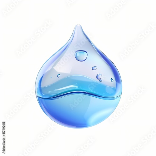 cute water drop icon, 3D render, white background, generative AI