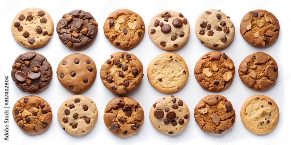 Collection of chocolate cookies on white background Collection of chocolate cookies on white background