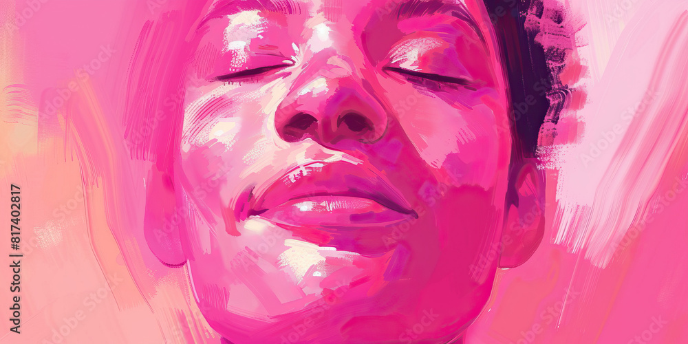 Bubblegum pink drugs: A person's face, eyes closed in meditation, radiating calm and peace Bubblegum pink drugs: A person's face, eyes closed in meditation, radiating calm and peace
