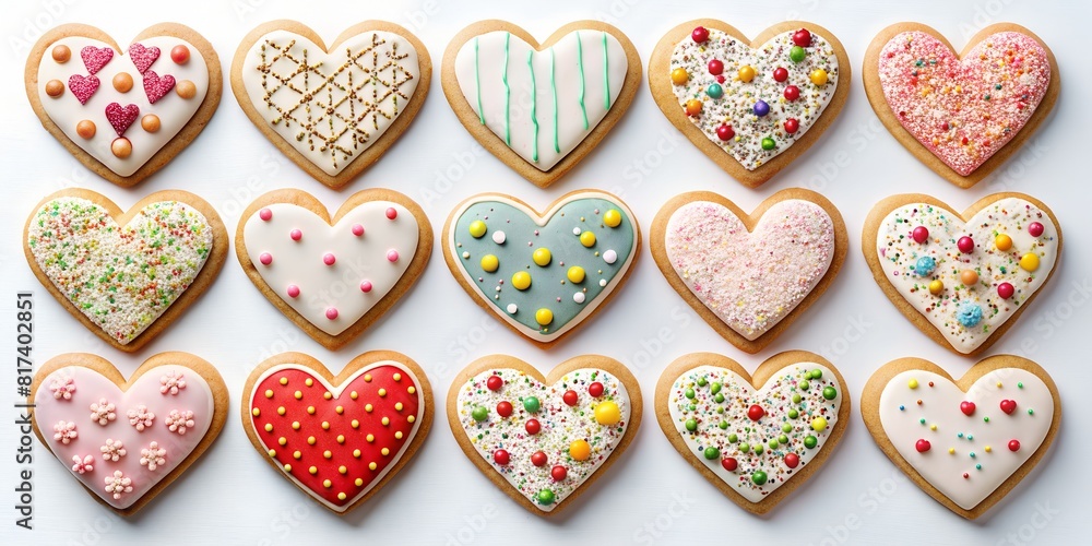 Heart shaped cookies on white background Heart shaped cookies on white background