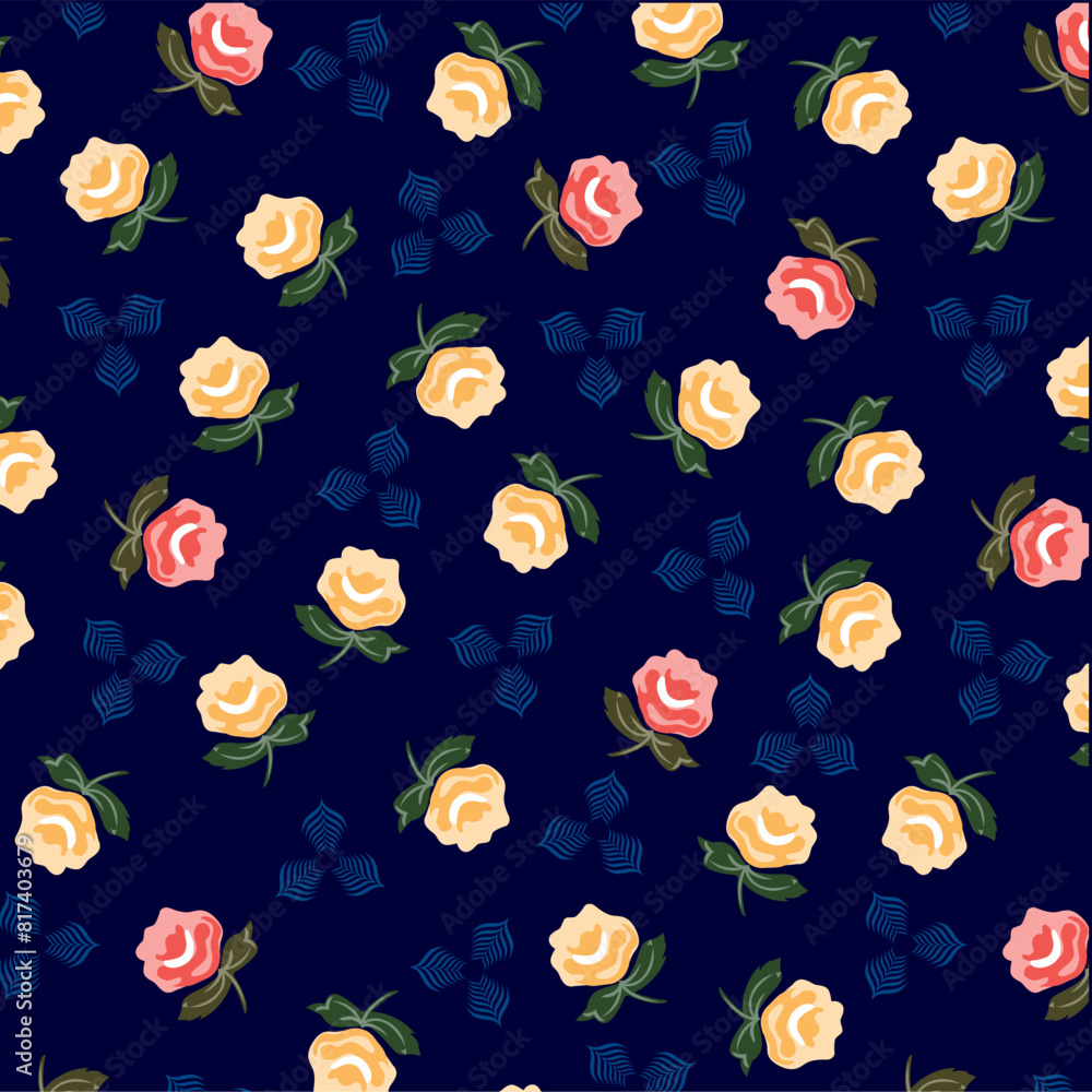 Roses with clover elements pattern Roses with clover elements pattern