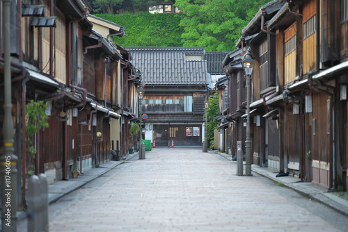 Kanazawa,Japan - May 14,2024: Higashi Chaya Tea District in Kanazawa at dawn