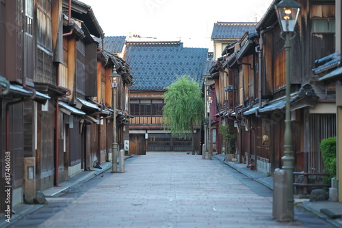 Kanazawa,Japan - May 14,2024: Higashi Chaya Tea District in Kanazawa at dawn