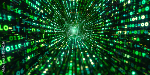 3d Illustration Of Green Binary Code Numbers Soaring Across The Screen Perfect For Technology Coding And Computer Themes Background.