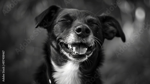 Beaming dog expressing sheer delight, its radiant smile a testament to the simple pleasures of life.
