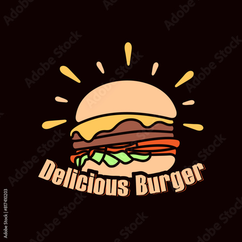 expressive hamburger illustration with faded tones for vintage logo