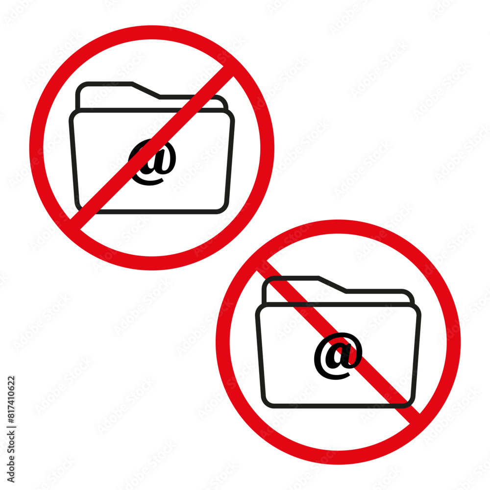 No email sharing Vector icons. Email link forbidden symbols. No email sharing Vector icons. Email link forbidden symbols.