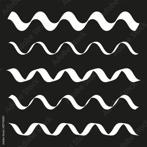Abstract wavy lines pattern. Vector monochrome waves design. Seamless rhythmic curves. Black and white contrast.