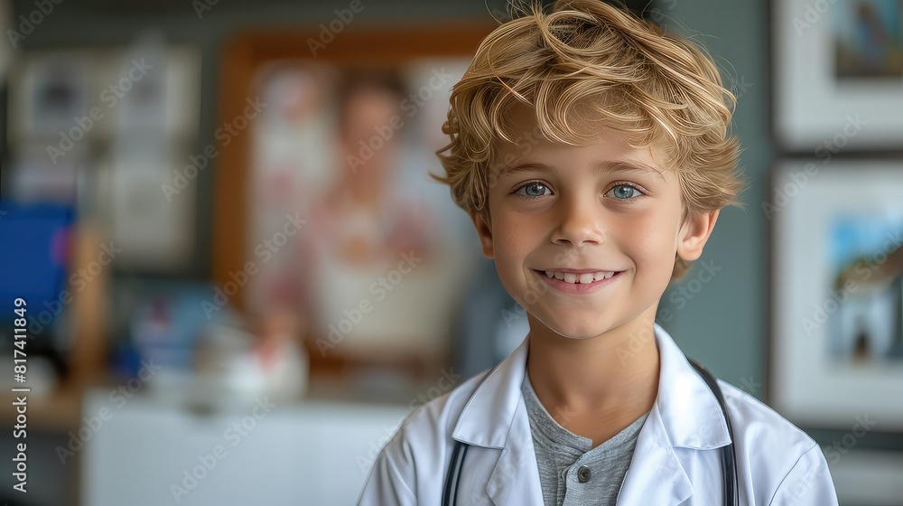 Physical therapist doing balance test medical exam with a boy Physical therapist doing balance test medical exam with a boy