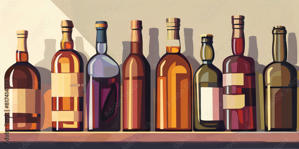 Brown bottles line a shelf, each with a unique story to tell Brown bottles line a shelf, each with a unique story to tell
