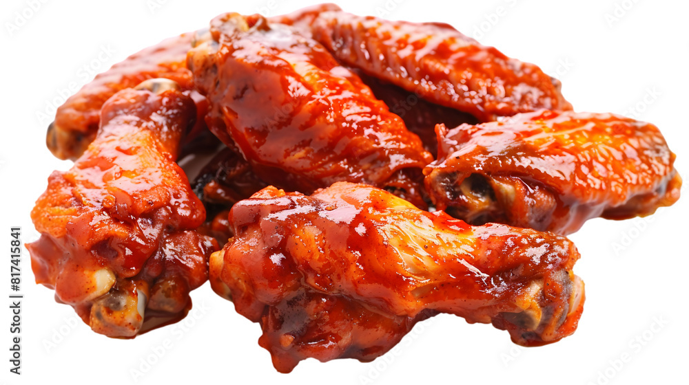 Ultra-HD close-up shot of classic buffalo wings on a, transparent background Ultra-HD close-up shot of classic buffalo wings on a, transparent background
