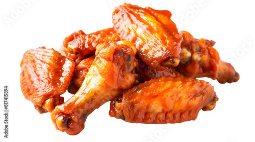  Ultra-HD close-up shot of classic buffalo wings on a, transparent background