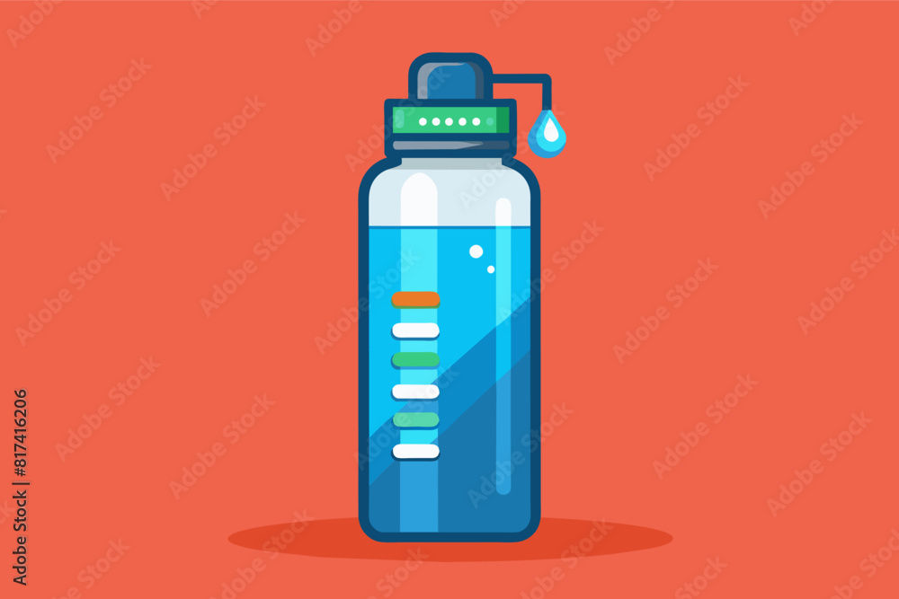 Water bottle with two green arrows pointing in opposite directions. Water bottle with two green arrows pointing in opposite directions.