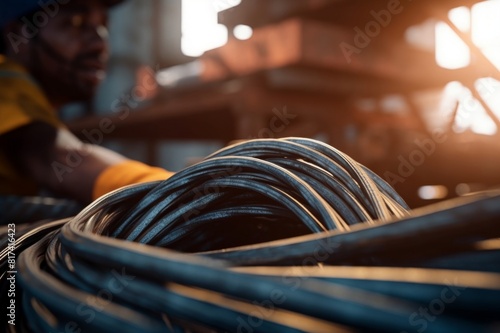 industrial steel cable or wire,industrial tools,industrial concept photo
