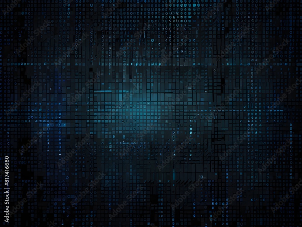 Digital pixels, blue and black, tech texture, generative AI Digital pixels, blue and black, tech texture, generative AI