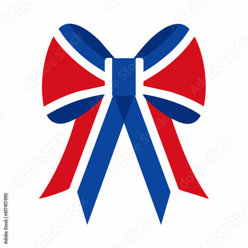 Vector t-shirt design of patriotic ribbon bow vivid on white background, illustration, isolated