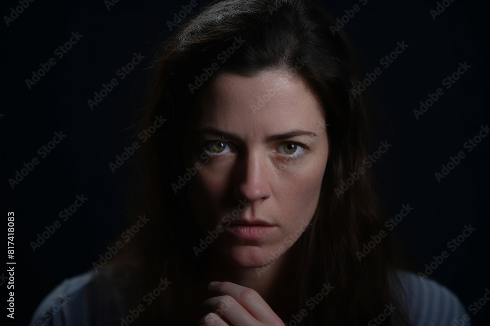 low key portrait of f aggressive adult woman face looking at camera low key portrait of f aggressive adult woman face looking at camera