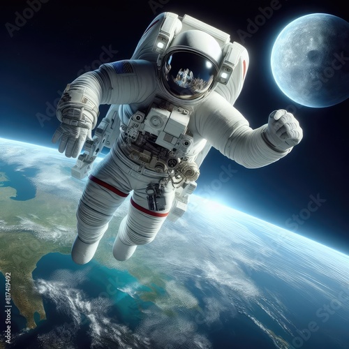 3d astronaut in space with a cinematic cutscene