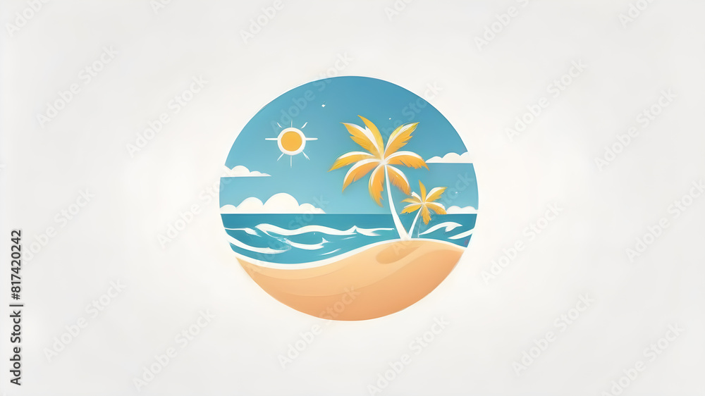 Naklejka premium Summer season themed logo icon emblem symbol, Generative AI