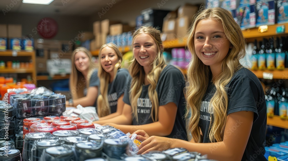 Obraz premium Volunteers organizing donations at a community center