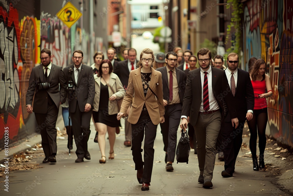 Group of business people walking in the street. Business people walking on the street. Group of business people walking in the street. Business people walking on the street.