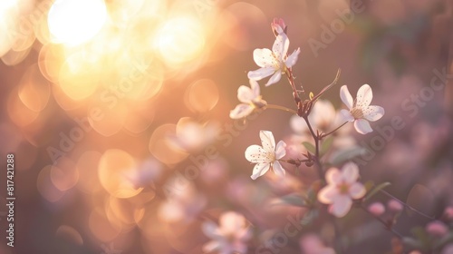 pink flowers with soft light blurred background