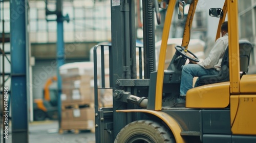 Forklifts and other heavy machinery moving around the plant efficiently carrying out tasks and transport materials.