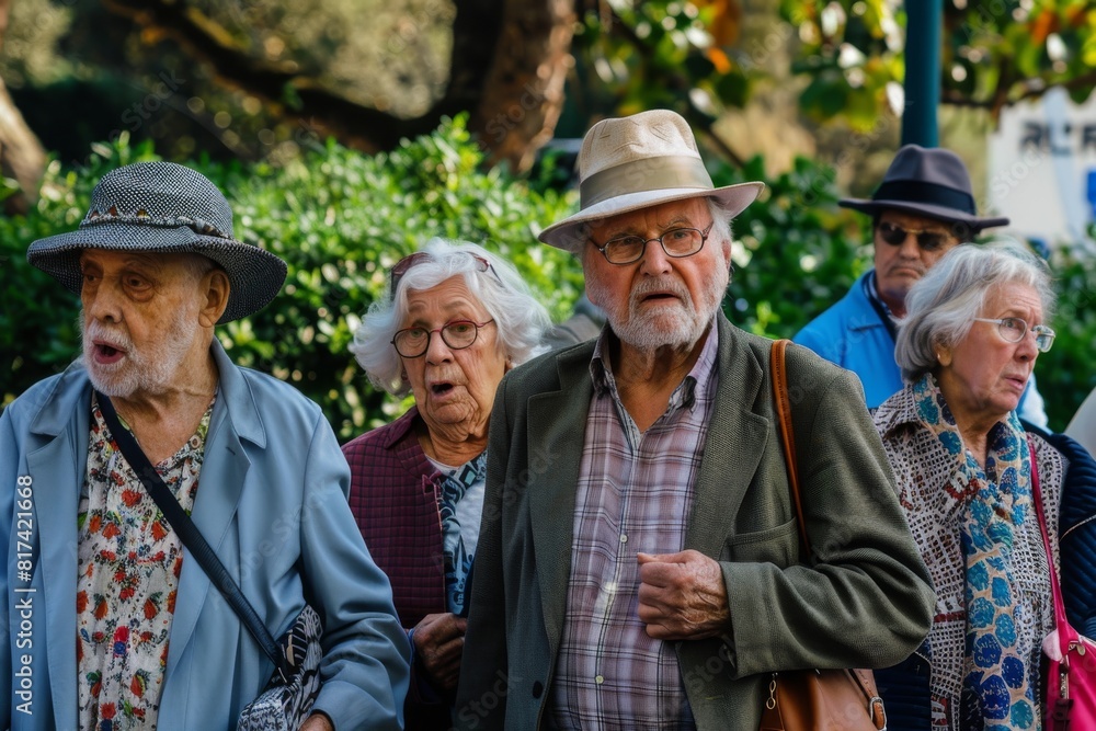 Group of elderly people in the streets of Madrid Group of elderly people in the streets of Madrid